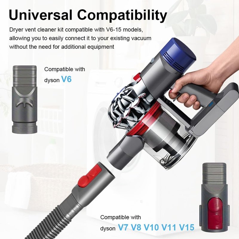 Dryer Vent Cleaner Kit,Dryer Vent Lint Hose for Dyso-n,Dryer Lint Vacuum Attachment V7 V8 V10 V11 V12 V15,Dryer Lints Remover Hose Replacement Parts Attachment (Grey,Size:80cm/31.5inch)