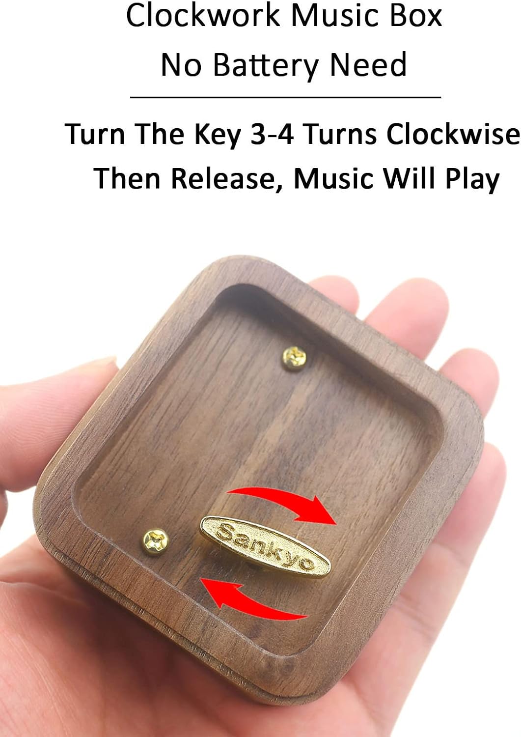 Sinzyo Rainbow Connection Walnut Music Box Vintage Wood Carved Wind Up Musical Box Gift