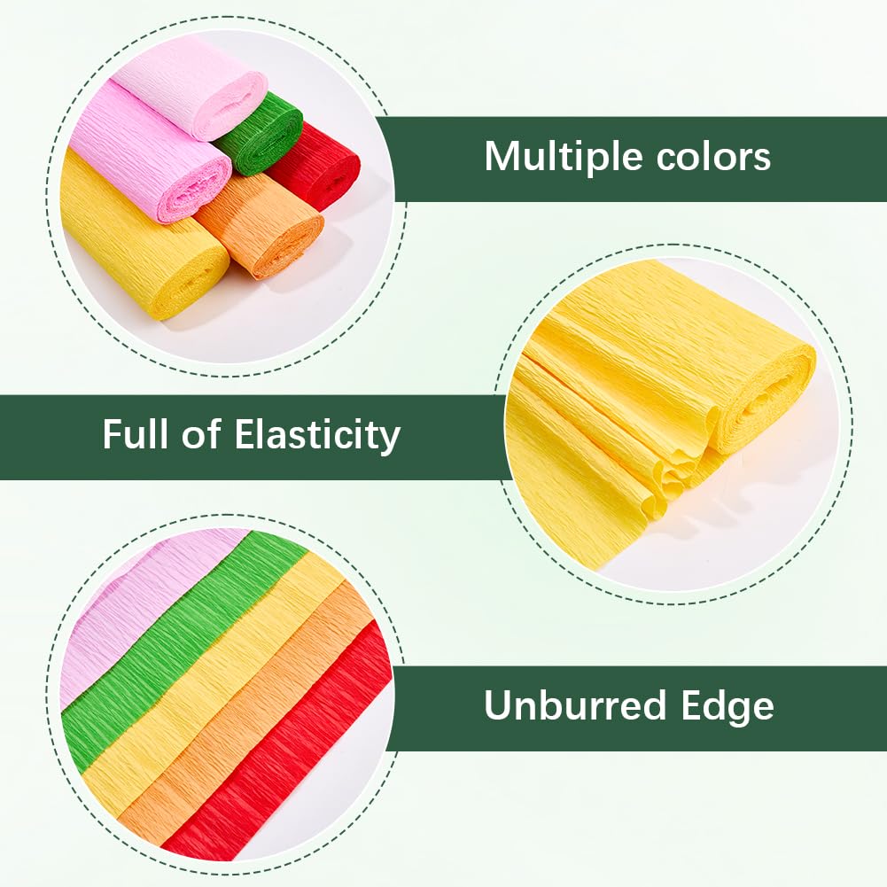 CRASPIRE 58Pcs Crepe Paper Flower DIY Kits Colourful Paper Crepe Paper Sheets 36M Green Tape 50Pcs Floral Iron Wire for Wedding Birthday Holiday Party Decor(9.84inx8.2ft/Roll)