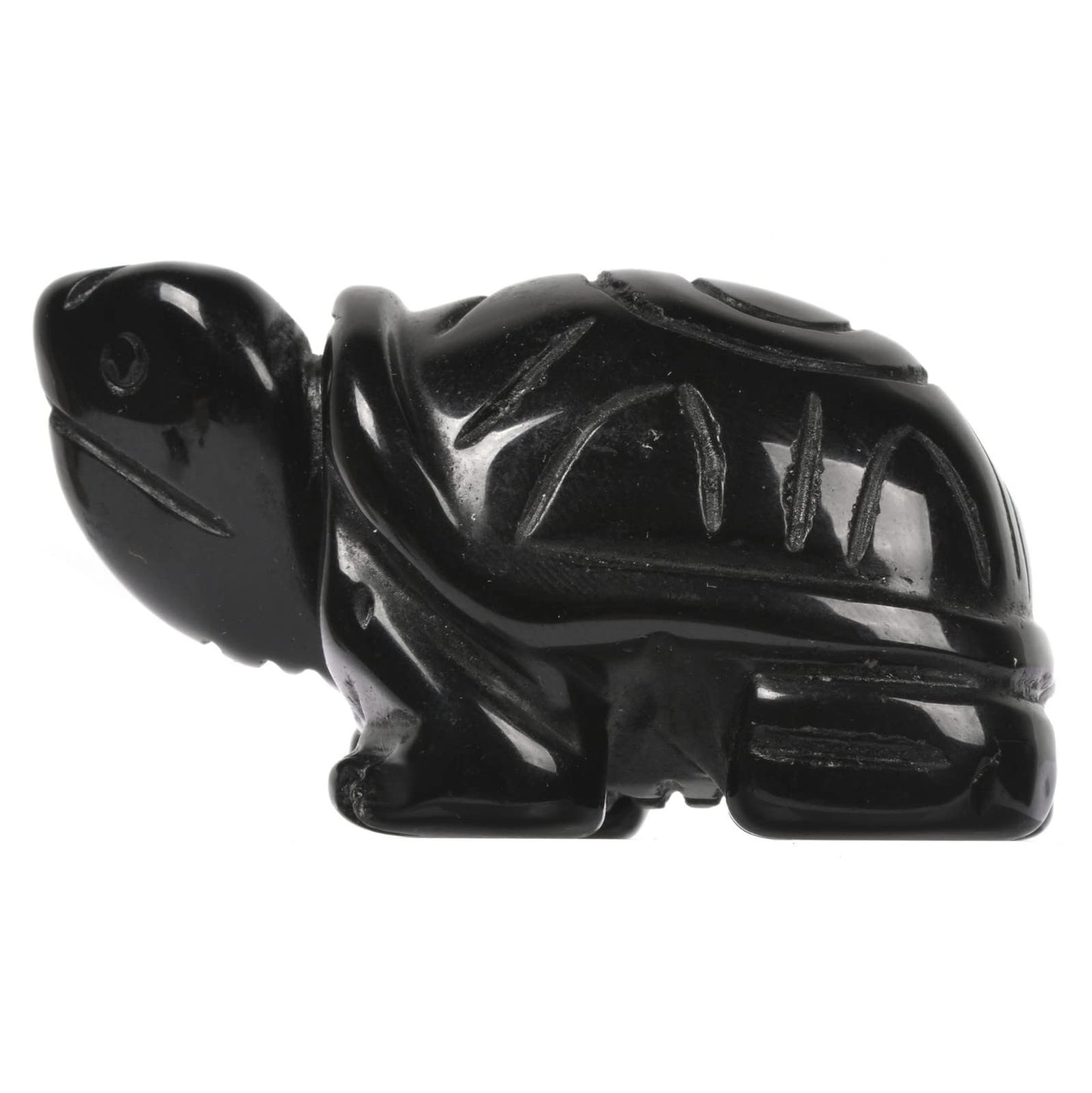 Justinstones Black Obsidian Healing Crystal Guardian Turtle Tortoise Pocket Stone Figurines Carved Gemstone Crafts Home Decor 2 inch