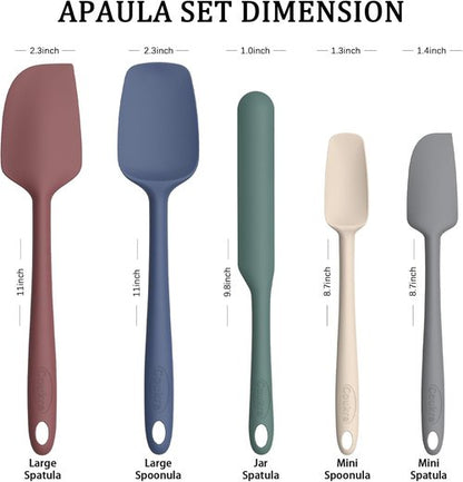 Coukre Silicone Spatula Set - High Temperature Resistant, Food Grade, Dishwasher Safe | 5-Piece Colorful Set