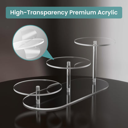 NiHome Display Stand for LEGO Botanical Collection Sets, Clear Acrylic 3-Tier Stepped Riser for Collectibles Figures Tabletop Plants Perfume Cupcakes, Room Decor, Tool-Free Quick Assembly, 2 Pack