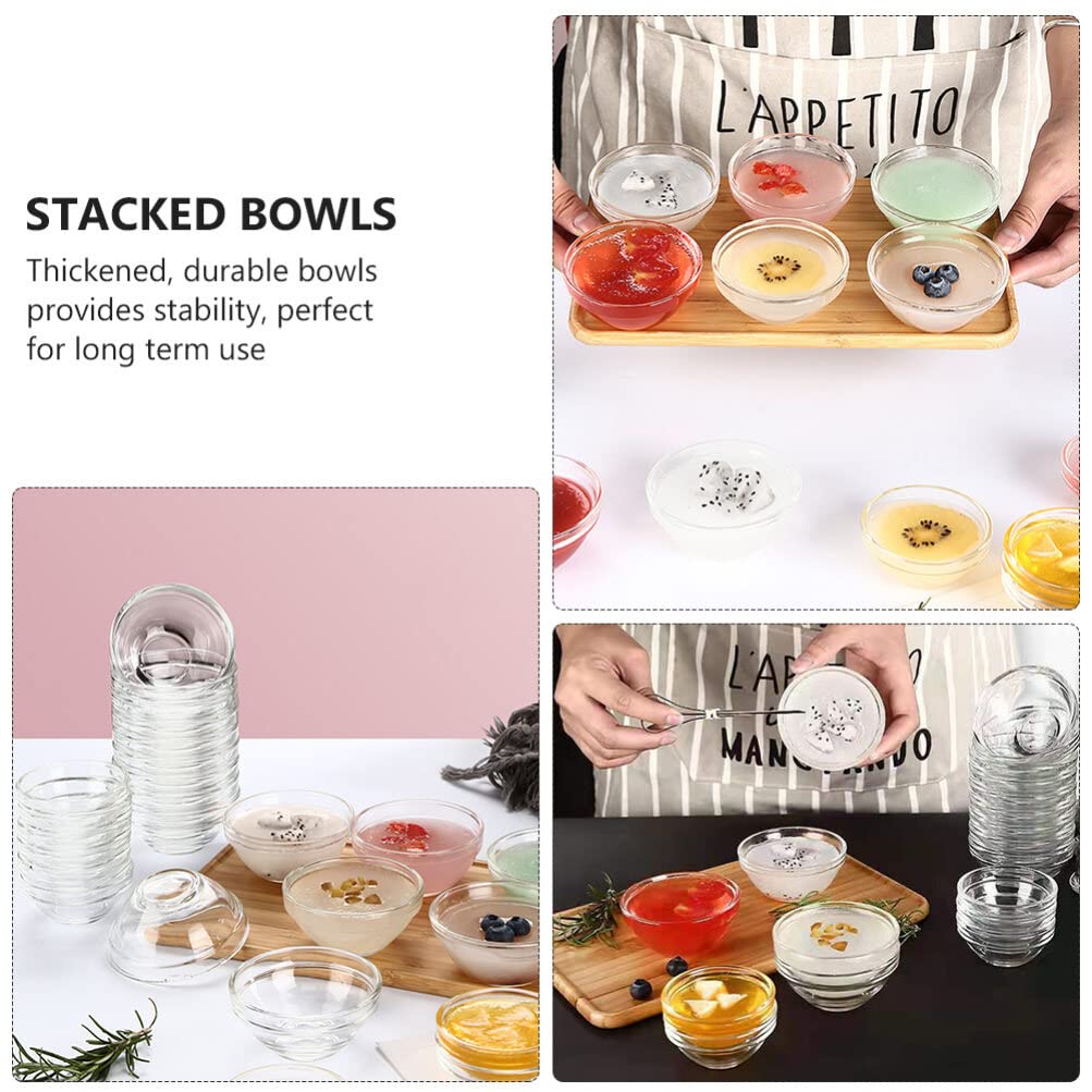 Small Prep Mixing Bowls: 2.3x1.1Inch Mini Prep Bowls Stackable Glass Serving Bowls for Kitchen Prep - Dessert - Dips - Salad - Candy Dishes