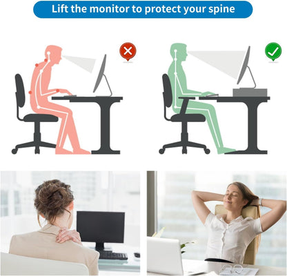 gianotter 2-Tier Metal Monitor Stand Riser, Office Desk Storage Organizer for Computer Monitor, Laptop, Printer, Office Supplies (Purple)