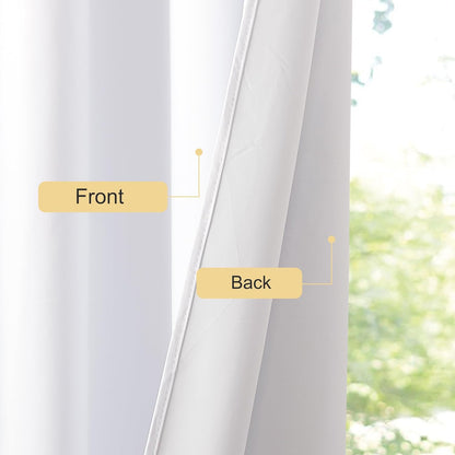 NICETOWN 100% Blackout Window Curtain Panels - Thermal Insulated Drapes, 90 Inch Length, Snow White, Set of 2