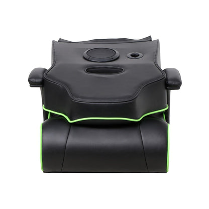 X Rocker Limewire Video Gaming Floor Chair with Armrests, Built-In Audio via Wireless Bluetooth, Foldable, Vegan Leather, 300 lbs Max, Amazon Exclusive, Black with Green
