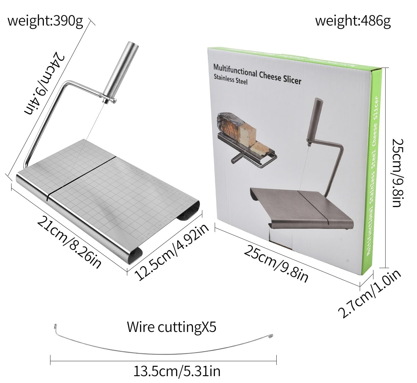 Bectyton Stainless Steel Cheese Slicer, Cheese Slicers for Block Cheese, Cheese Cutters for Block Cheese