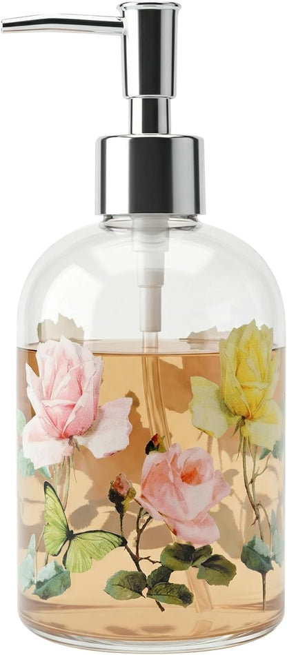 17 oz Glass Soap Dispenser Bottle with Pump,Refillable Liquid Hand Dispenser for Bathroom, Kitchen Soap Dispenser