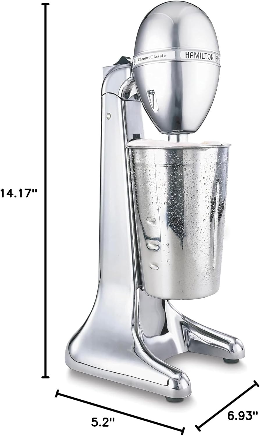 Hamilton Beach DrinkMaster Electric Drink Mixer, Retro Milkshake Maker, 28 oz, Classic Chrome
