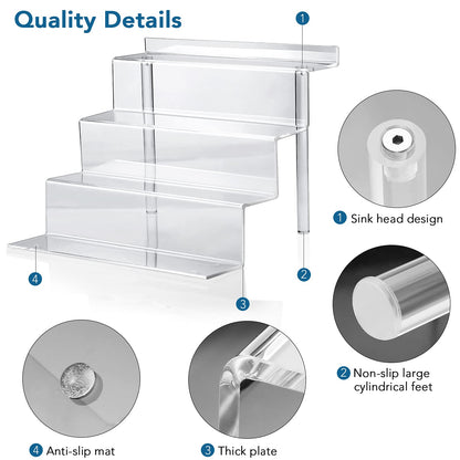 bigantss 9 Inch Acrylic Shelf for Perfume Organizer, 4 Tier Funko POP Shelves, Cologne Organizer Tiered Riser Display Stand, Acrylic Display for Decoration