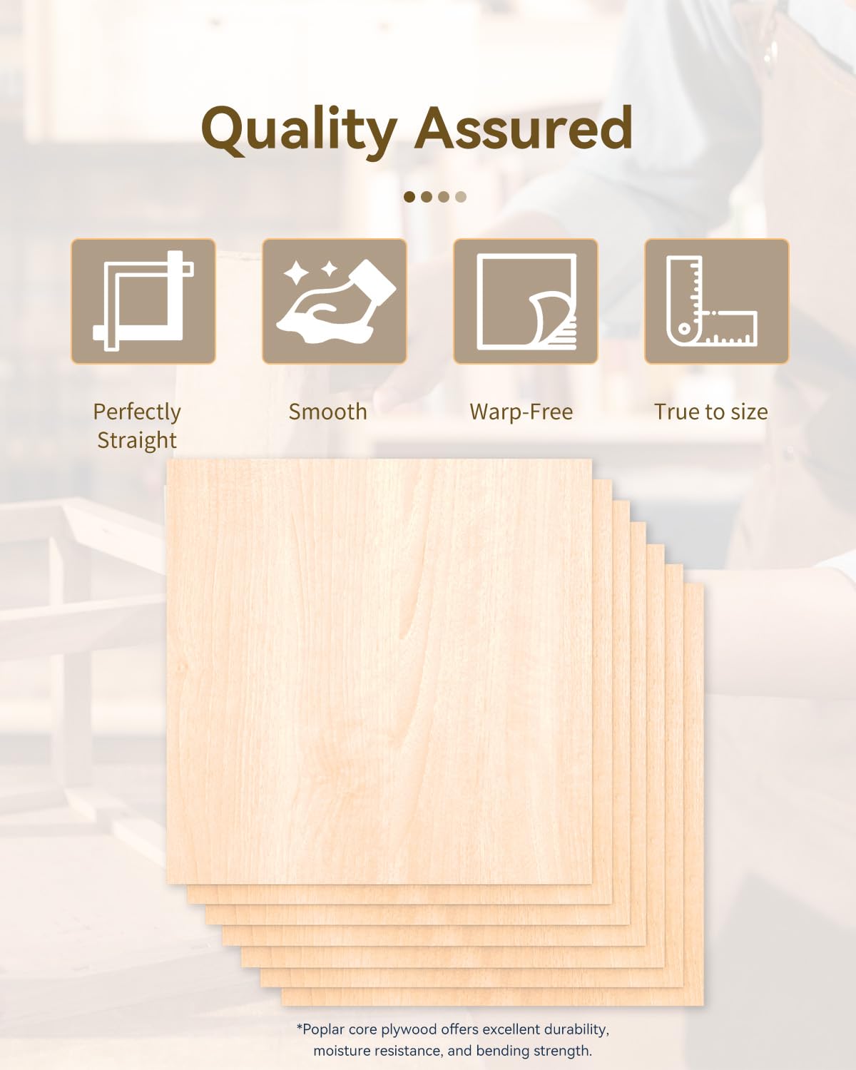 12 Pack Basswood Sheets for Crafts-12 x 12 x 1/8 Inch- 3mm Thick Plywood Sheets with Smooth Surface-Unfinished Craft Wood Boards for Engraving and Cutting, Architectural Models, Staining