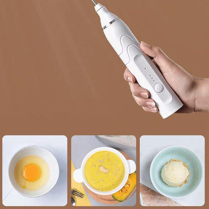 Coffee Whisk Foam Mixer with Stainless Steel Stand, Handheld Electric Milk Frother for Latte and Hot Chocolate