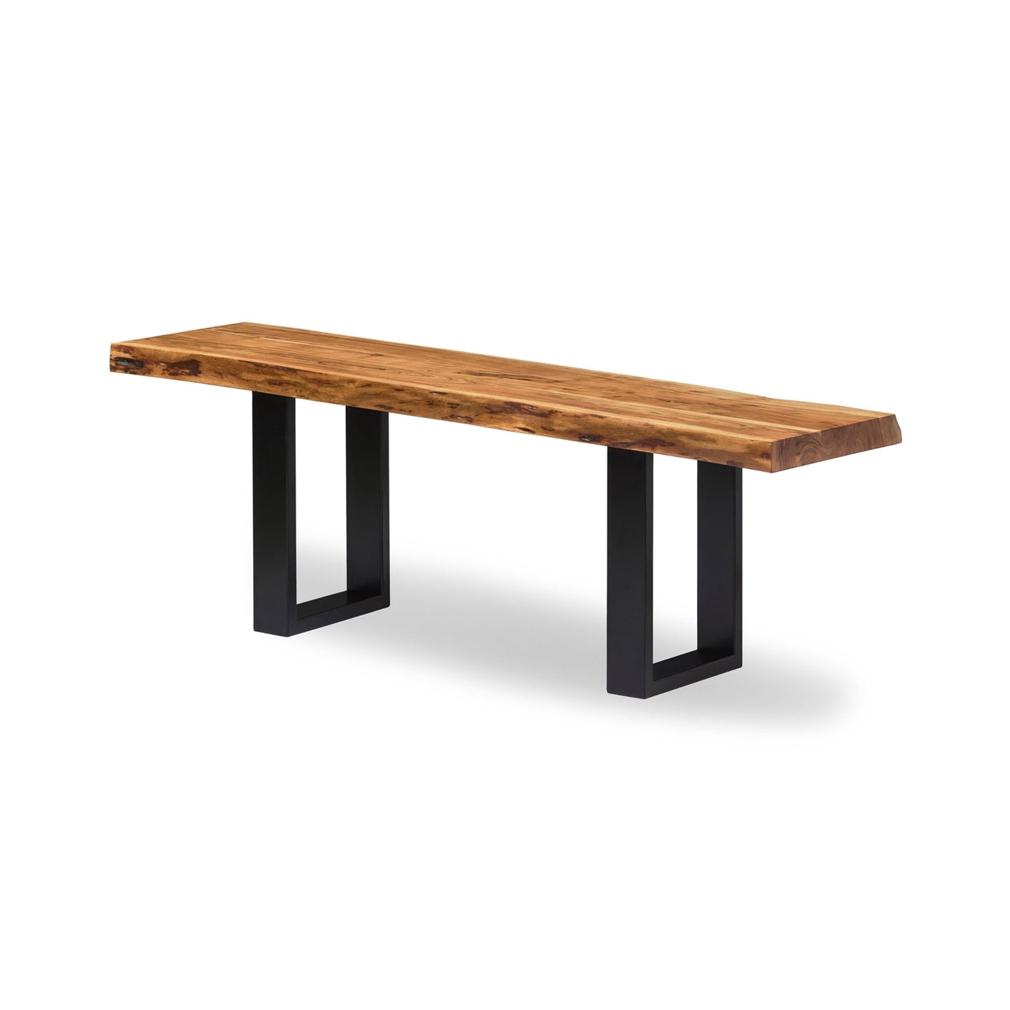 Alaterre Furniture Alpine Solid Wood Entryway Bench - 48 Inch Industrial Modern Bedroom Bench with Live Edge and Metal Legs - Furniture for Entryway, Dining Room, Kitchen, or Bedroom
