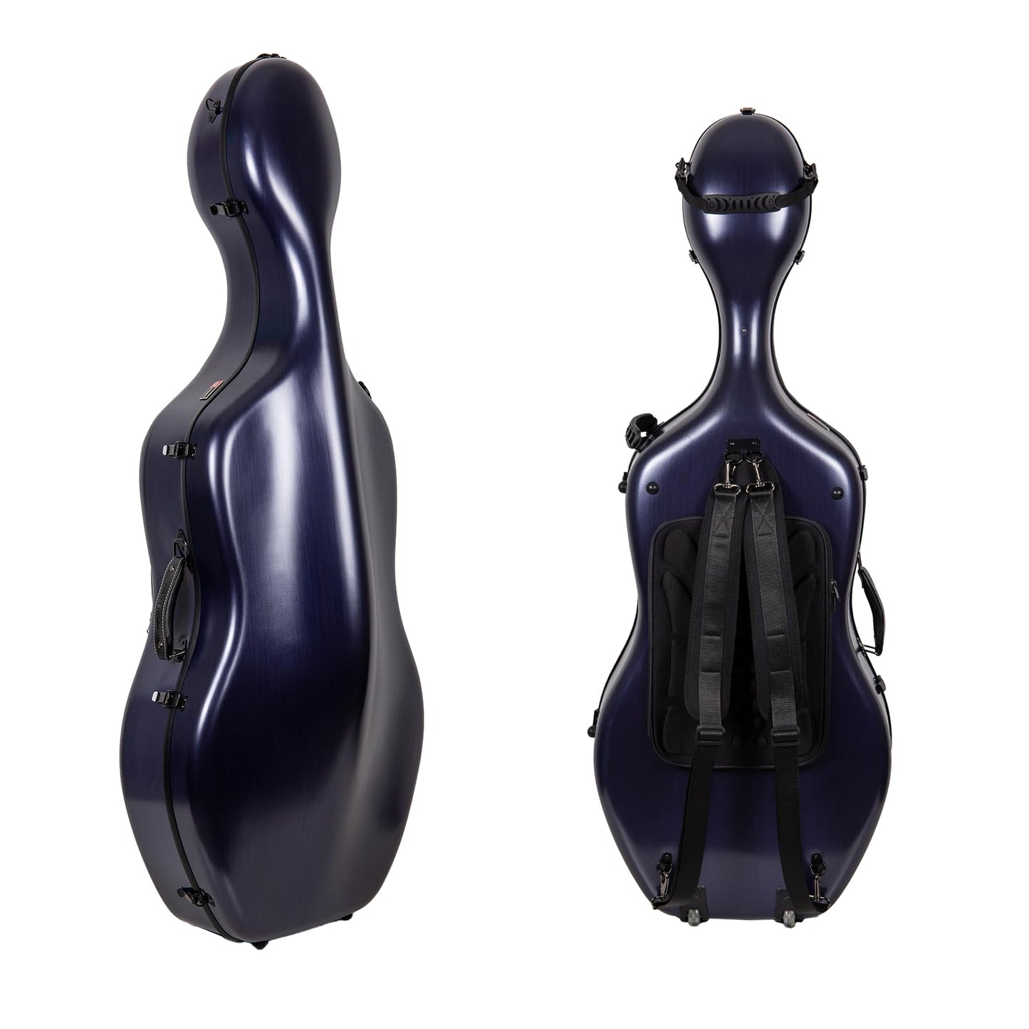 Crossrock Poly Carbon Cello Case for 4/4 Full-Size | Matte Blue Finish, Wheels, Lightweight & Durable – Best for School Orchestra & Student Musicians