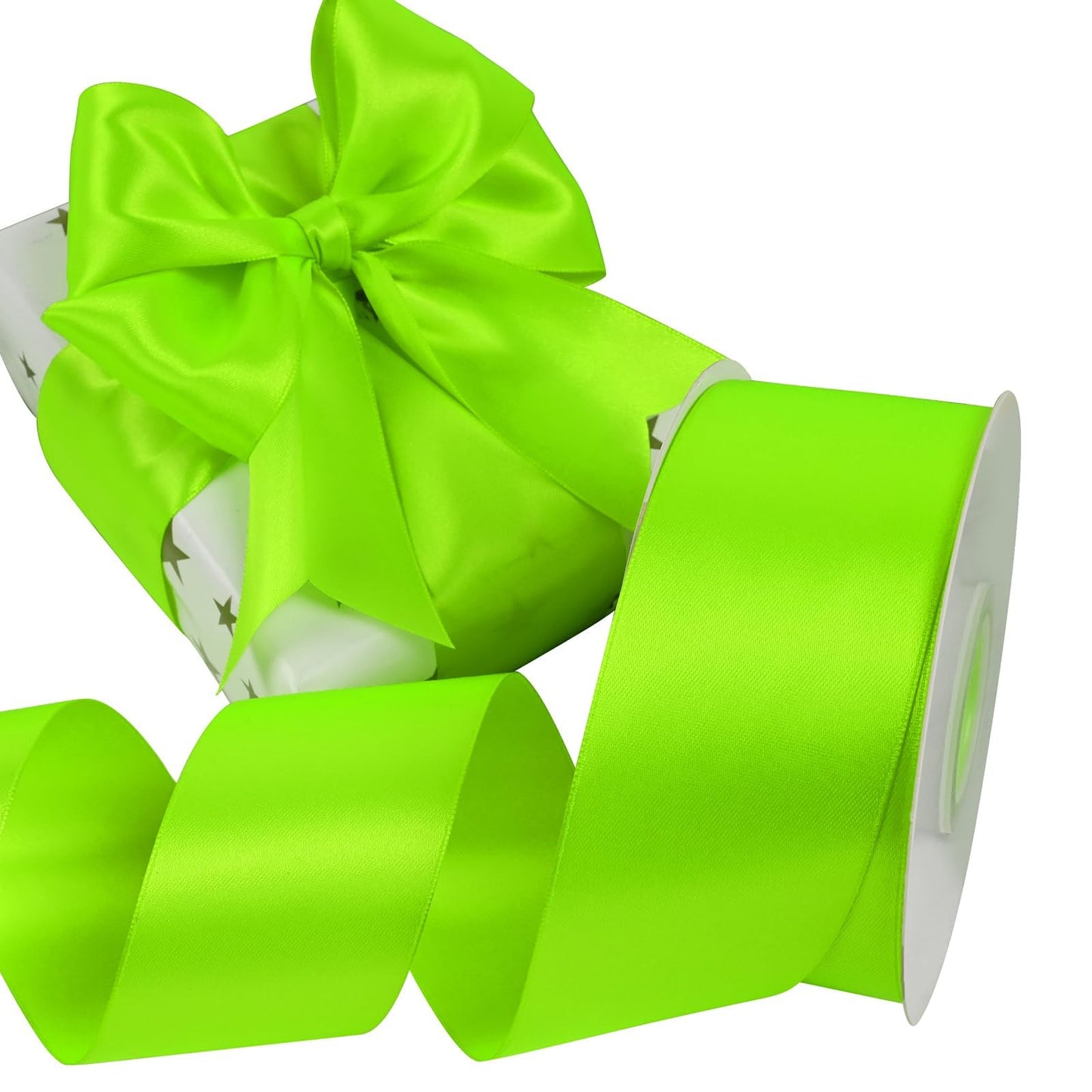 Simplegoal Double Face Lime Green Satin Ribbon 2 Inch X 50 Yards Polyester Ribbons for Gift Wrapping Fabric Ribbon for Crafts Flower Bouquet Sewing Arts Wedding Party Decoration…