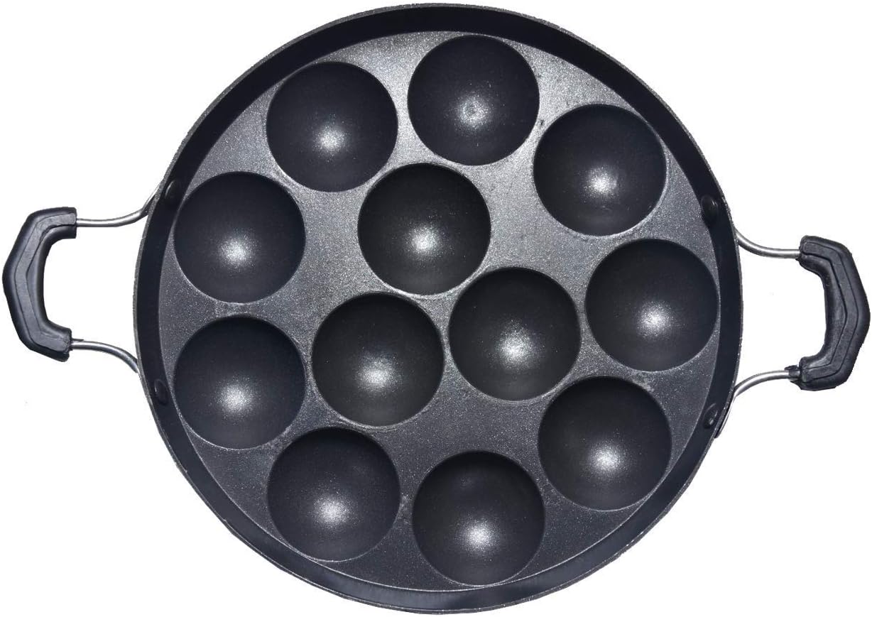 Non Stick Appam Maker, 12 Cavity Appam Patra Pan with Stainless Steel Lid