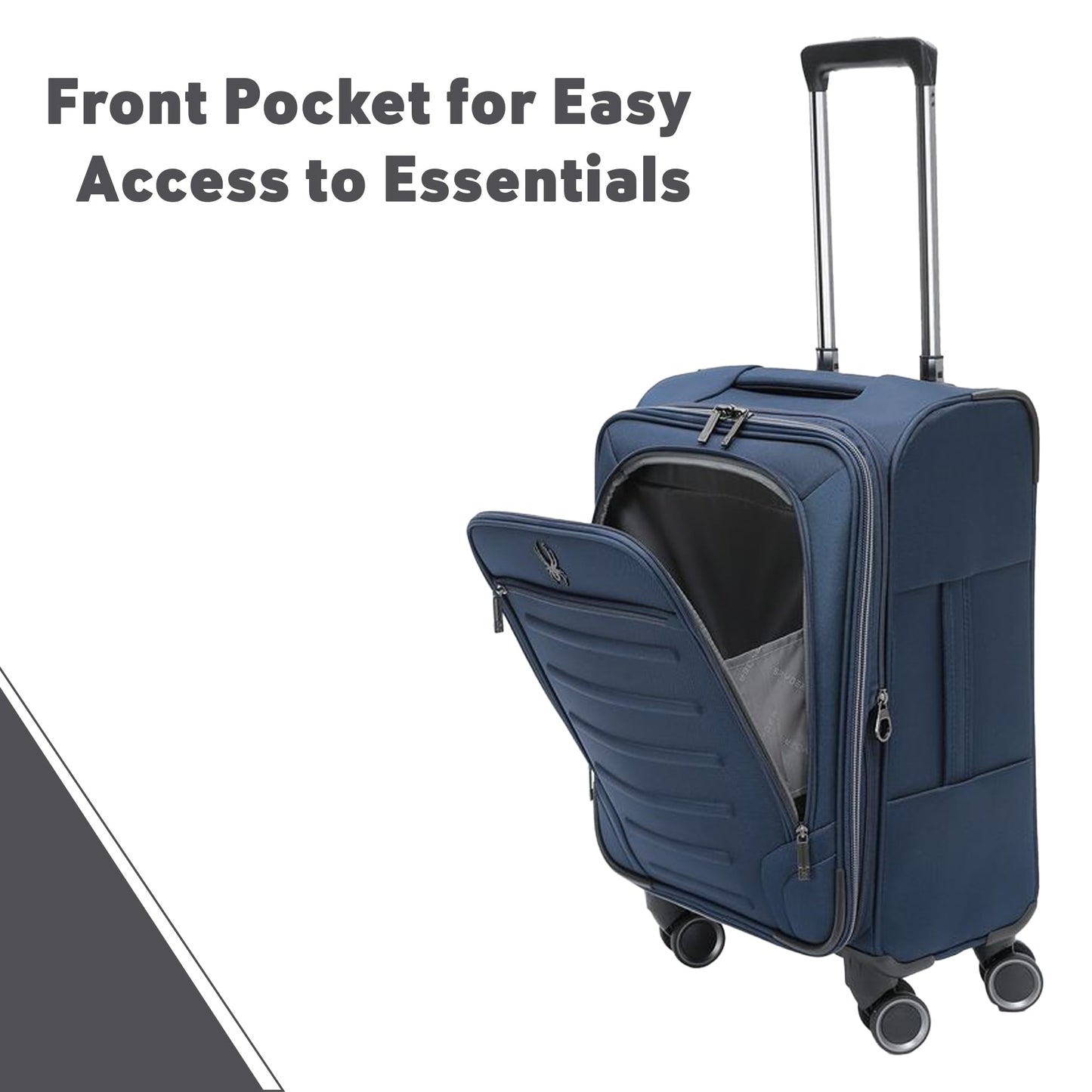 Spyder Pivot Expandable Softside Spinner Checked Luggage with 360° Spinner Wheels (True Navy, 3-Piece Set)