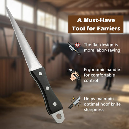 Mellisore Hoof Knife Sharpener Honing Rod - 10 InchDiamond Coated Farrier Tool with Ergonomic Solid Wood Handle for Hoof Knives & Farm Knives