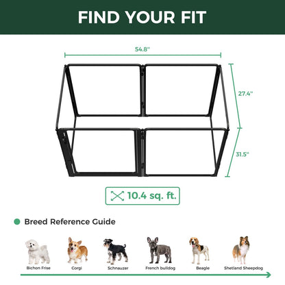 FXW AuraSpace Pro Acrylic Indoor Dog Playpen, Heavy-Duty with Metal Frame, 32" Height 6 Panels for Small and Medium Dogs, Black│Patented