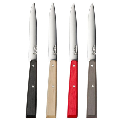OPINEL No. 125 Table Knives, 4 Piece Set, High Carbon Steel Dinner Knives for Parties, Entertaining, or Everyday Use, Painted Hornbeam Handles, Made in France (Loft)