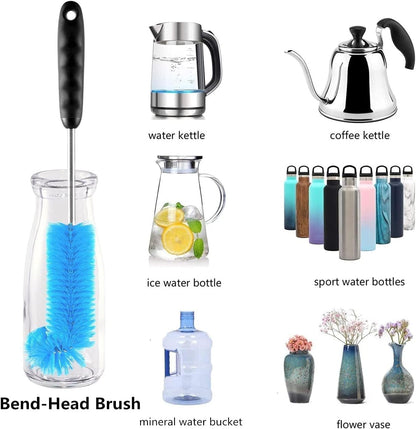 4 Pack Bottle Brush Cleaning Set,Multi-Function Long Handle Bottle Cleaner for Glasswares, Travel Coffee Mugs, Narrow Cup,Straw Cleaning Brush,Food Jars, Sinks, Cup Cover Supplies (4 Pack)