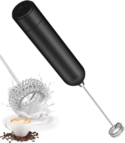 Handheld Milk Frother, Electric Whisk Drink Mixer for Coffee, Lattes, Cappuccino, Cold Foam - Black