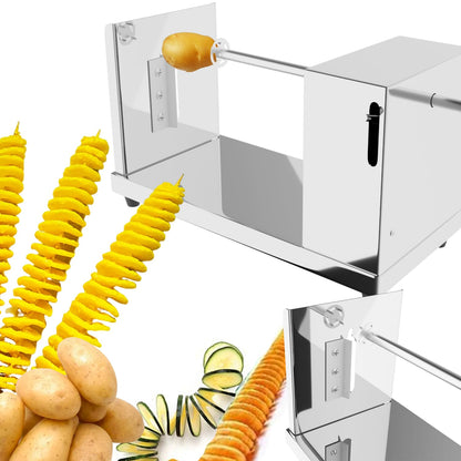 ANYDOCANMOOT Spiral Potato Cutter french fry cutter Manual Stainless Steel Twisted Potato Slicer Cutter curly fries Cucumbers Carrots DIY BBQ Slicer with Reusable Stick