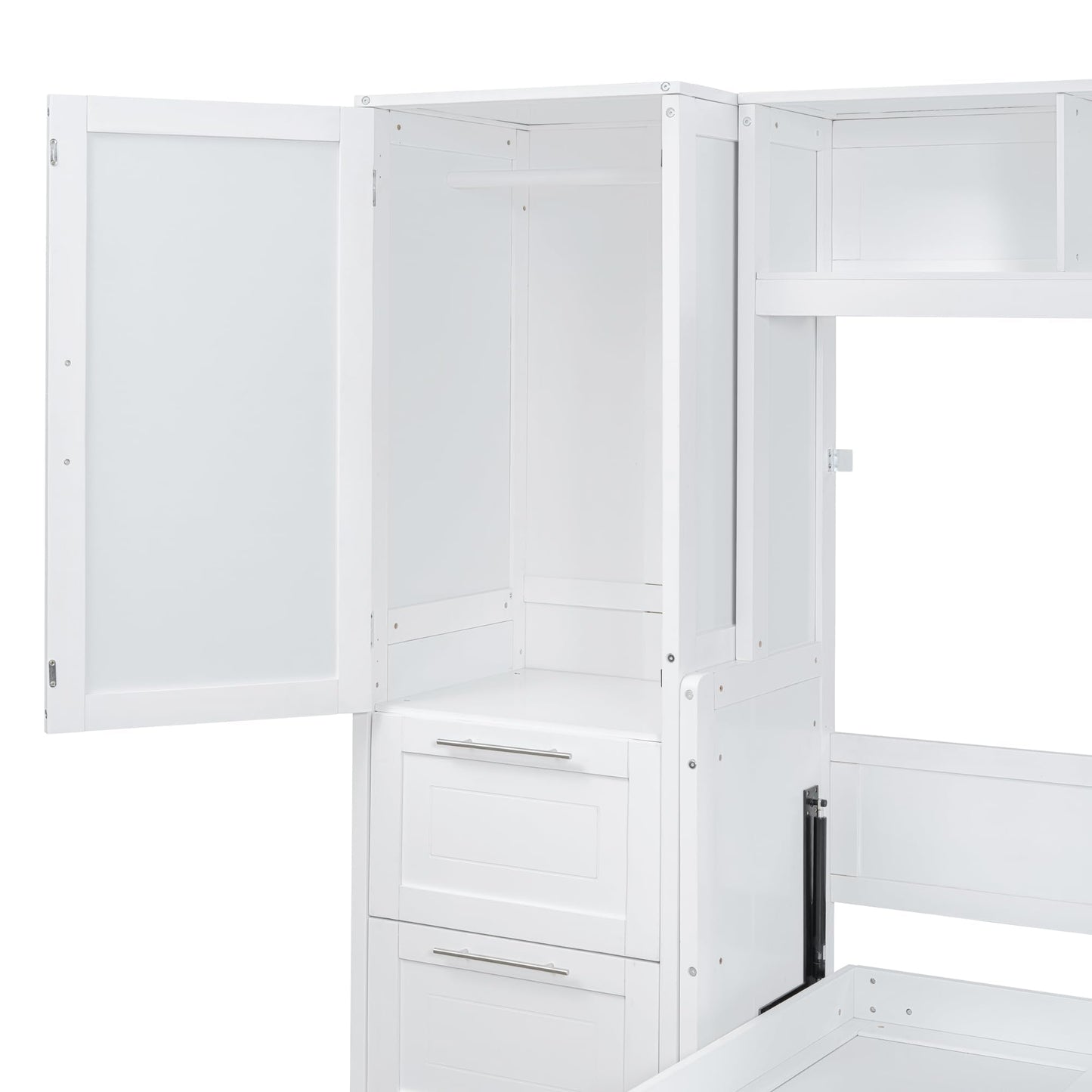 Merax Queen Size Murphy Bed, Modern Wall Bed with Storage Cabinets & Drawers, Space-Saving Foldable for Bedroom Guest Room Home Office Small Apartment, White