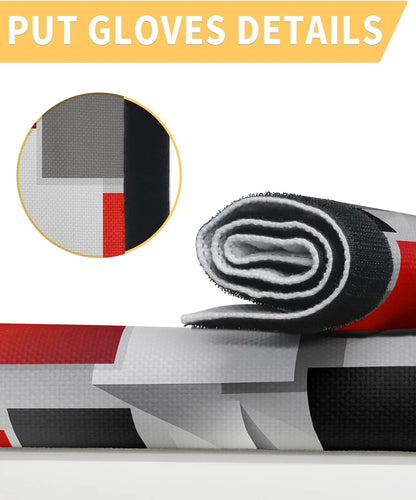 Red Black Refrigerator Door Handle Covers - Set of 2 Washable Kitchen Decor Accessories for Appliances