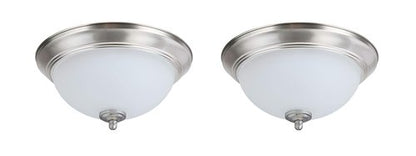 Aspen Creative 63017-12 LED Dimmable Flush Mount Ceiling Light Fixture, Transitional Design in Satin Nickel Finish, Frosted Glass Diffuser, 11" Diameter, 2 Pack