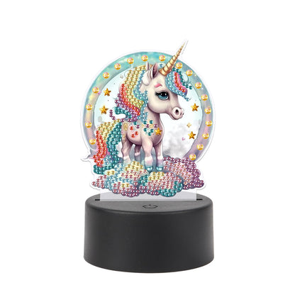 JISHSHAY Diamond Painting Night Light Diamond Art Table Lamps Gem Art LED Lights Gem Painting Desk Lamp Mosaic Kits for Adults DIY Kits for Adults Paint by Numbers,with Special Shaped Crystal,Unicorn