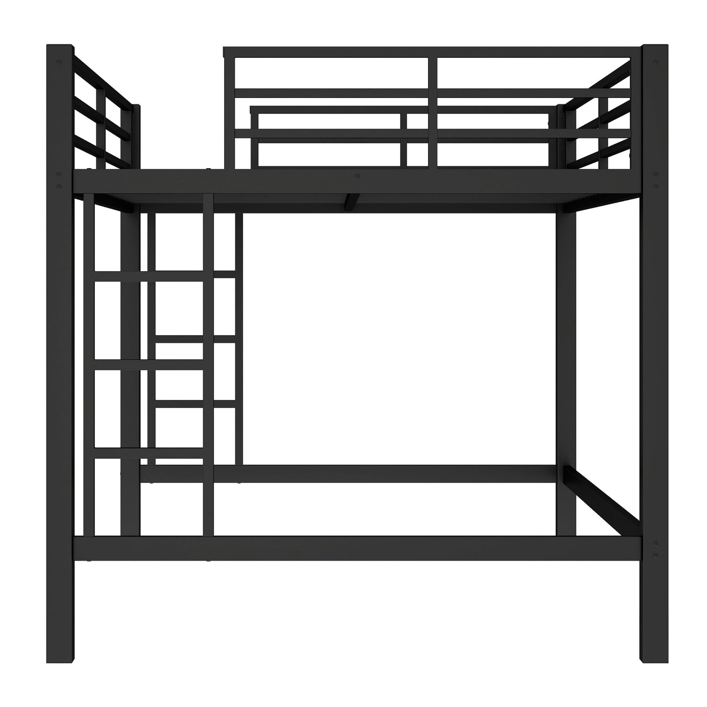 Bellemave Loft Bed Queen Size, Heavy Duty Loft Bed Frame with 2 Build in Ladder and Full Length Guardrail, Easy Assemble, Noise Free Design, No Box Spring Needed, Black