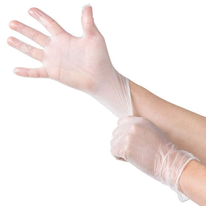 Sunset Brands 200 Disposable Vinyl Gloves, Medium Size, Non-Sterile, Easy Slip On/Off, Smooth Touch, Food Service Grade