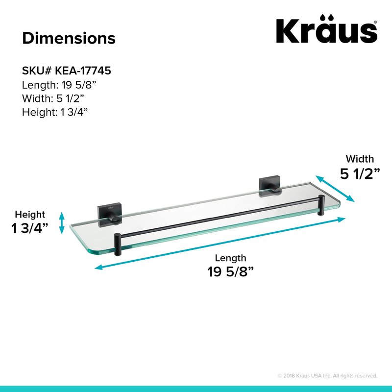 Kraus Ventus Bathroom Shelf, Matte Black Finish, KEA-17745MB