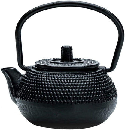 PATKAW Japanese Tetsubin Cast Iron Teapot, Stovetop Kettle for Loose Leaf Tea, Black (7.20X7.00X4.30cm)