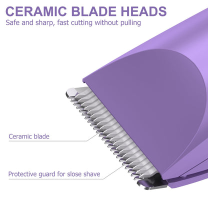 OLOV Electric Body Hair Trimmer - Groin Trimmer for Men - Bikini Trimmer Women - Wet/Dry Shaver Groomer, Replaceable Ceramic Blade Heads, USB Recharge Dock, Waterproof Hygiene Razor,Black