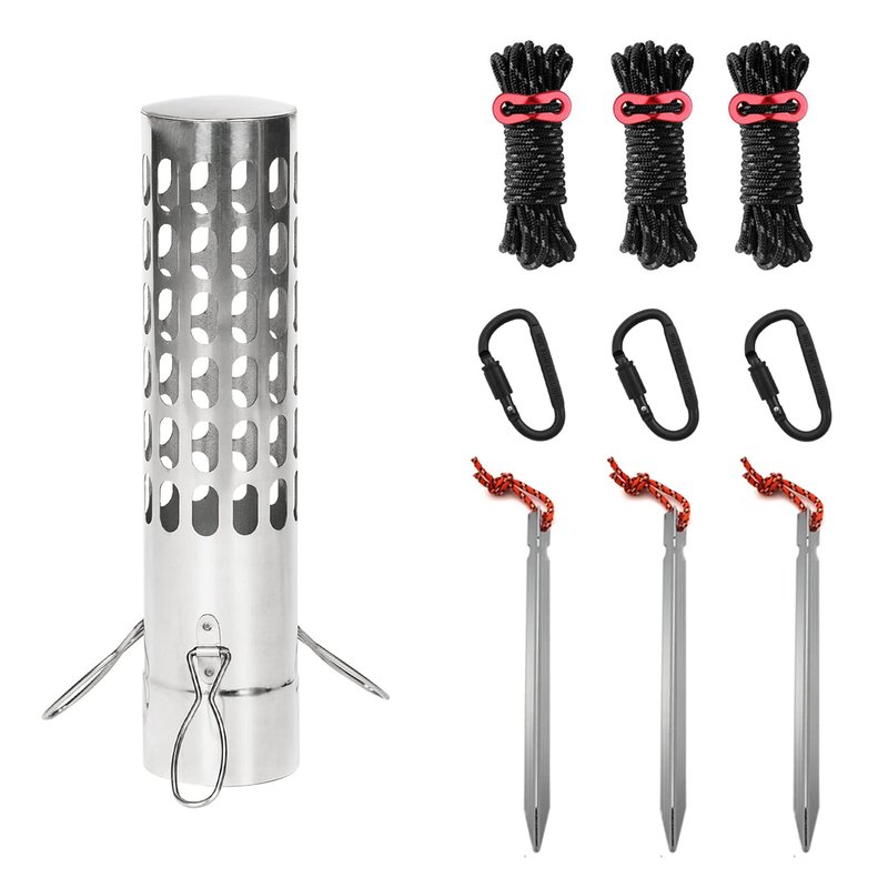 FIREHIKING Spark Arrestor 2.36" Stove Pipe with Ground Nail Wind Rope Carabiner Chimney Rain Cap