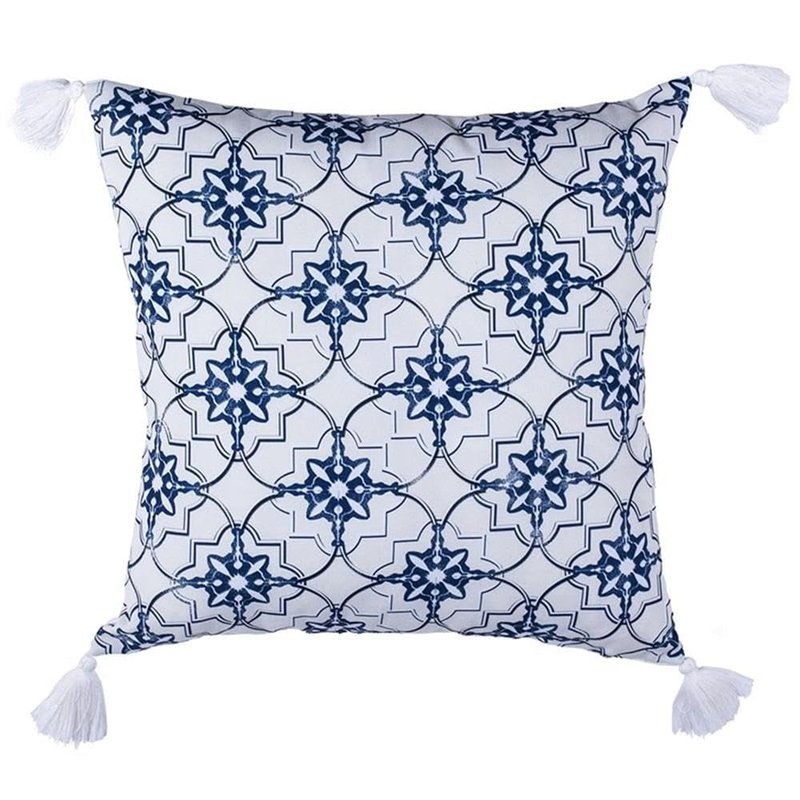Safavieh Home Collection Mariella White and Blue (16" x 16") Pillow