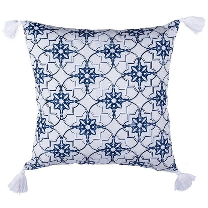 Safavieh Home Collection Mariella White and Blue (16" x 16") Pillow