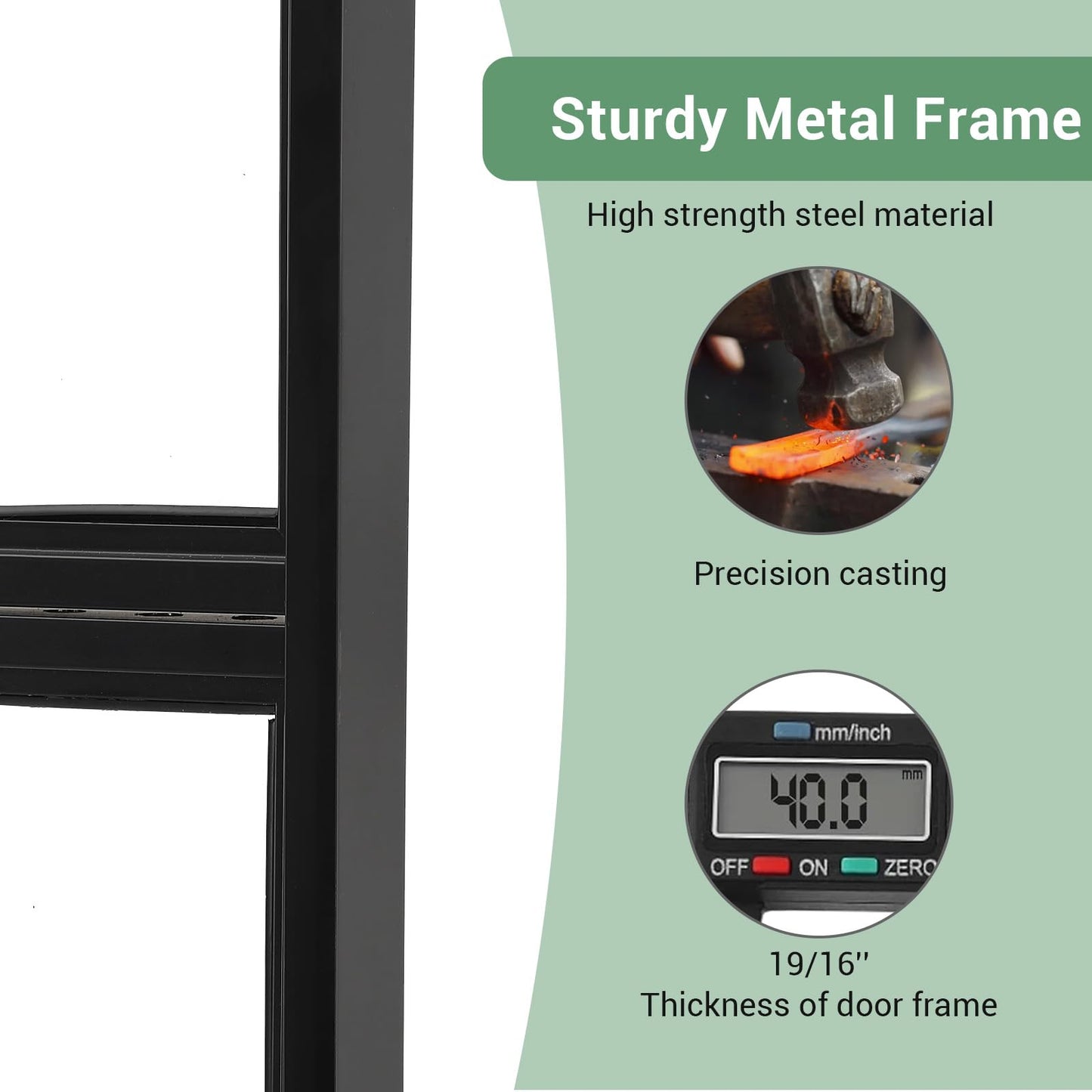 36 x 84" Glass Barn Door with 3-Panel Frosted Tempered Glass, 6 ft Top Mount Sliding Door Kit with Soft Close Mechanism,Black Carbon Steel Tempered Glass Sliding Door,Easy Assembly, Hardware Included