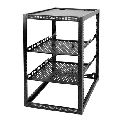 Tecmojo 20U Open Frame Network Rack for IT & AV Gear, AV Rack Floor Standing or Wall Mounted,with 2 PCS 1U Rack Shelves & Mounting Hardware,Network Rack for 19" Networking,Audio and Video Device