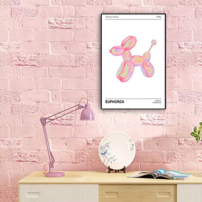 BNGFDV Retro Euphoria Canvas Wall Art, Minimalist Trendy Preppy Abstract Poster, Funky Pink Print for Girls Teen Room