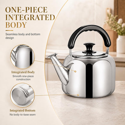 Whistling Stovetop Tea Kettle,Food Grade 316 Stainless Steel,Hot Water Fast to Boil,Stovetop Kettle with Ergonomic Handle,3.1 Quart Capacity