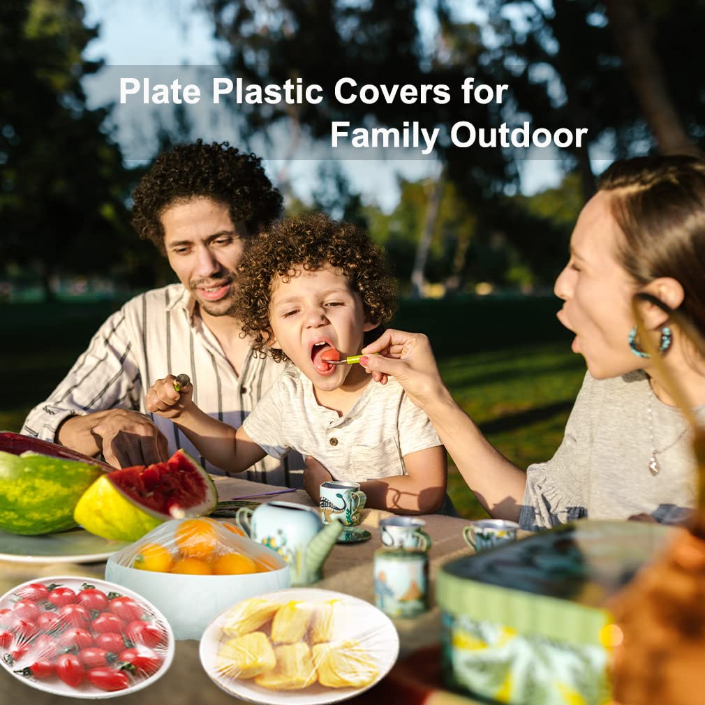 200PCS Plastic Elastic Bowl Covers Reusable,Food Storage Covers with Elastic Bowl Covers for Leftover, Plastic Covers for Bowls Fresh Keeping Bags for Family Outdoor Picnic (Regular)
