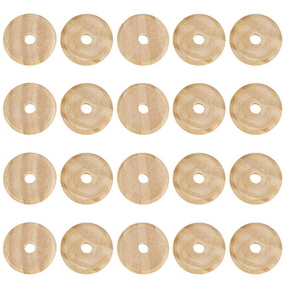 BENECREAT 20pcs Natural Wooden Disc Beads, 2 x 0.3 inch Pine Wood Circles, Unfinished Round for Artist Painting Hanger Sign DIY Crafts Projects