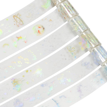 Wuyituart 6 Rolls Transparent PET Tape Set, Self-Adhesive PET Tape Stickers for Journaling Scrapbooking DIY Craft, Rainy Night Decorative Adhesive Tapes