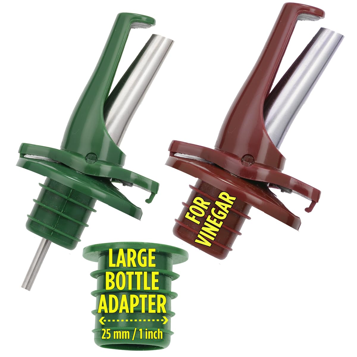 Poura Oil and Vinegar Dispenser Spouts | Airtight ClickSeal BPA Free Bottle Pourers Keeps Oil Fresh with Built-in Caps | Use Your Own Bottles as Vinegar Dispensers | Dishwasher Safe