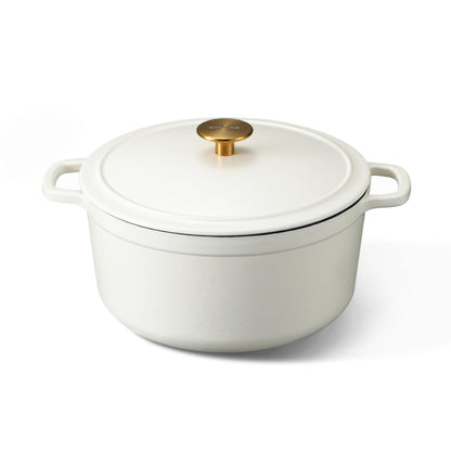 CAROTE 5QT Enameled Cast Iron Dutch Oven Pot with Lid, Heavy-Duty Dutch Oven for Sourdough Bread Baking, Braising, Stews, Roasting, Healthy & Non-Toxic, Dual Handles, All Stovetop Compatible, Oven Safe up to 500° F, Cream White