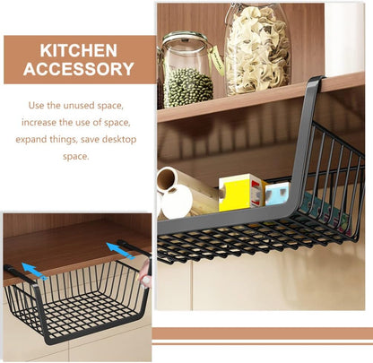 Zerodeko Under Shelf Basket - Hanging Wire Storage Baskets for Kitchen Pantry, Desk, Bookshelf Organizer