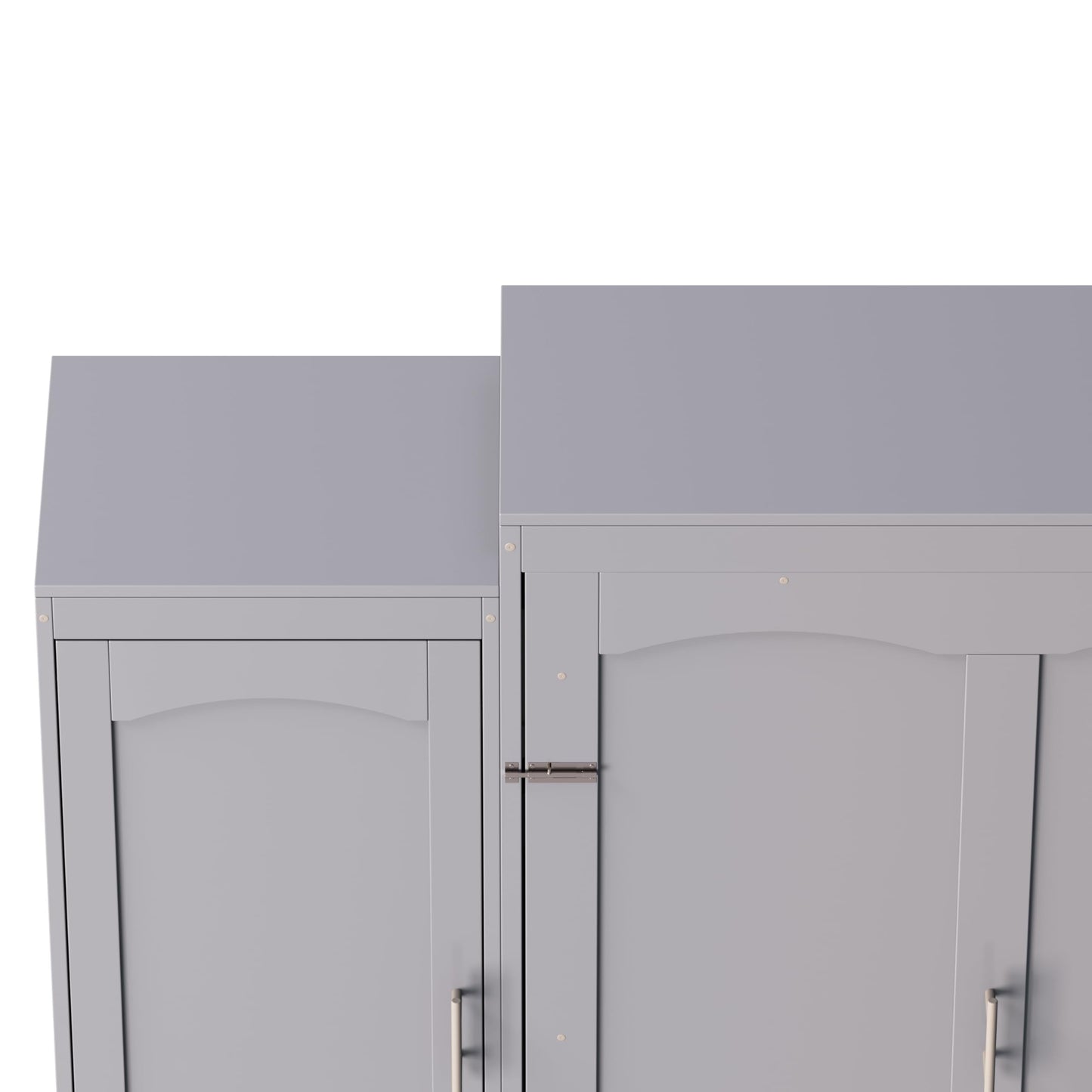Ball & Cast Full Size Murphy Bed,Wood Foldable Wall Bed with 2 Sides Wardrobe and Storage Shelf, Hidden Cabinet Bed Frame for Bedroom,Guest Room,Space Saving,No Box Spring Needed,Gray